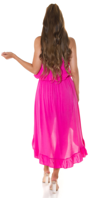 zomer high-low bandeau jurk roze